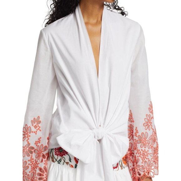 SILVIA TCHERASSI Grace White Scarlet Eyelet Knotted Blouse Size S NEW NWT - Picture 4 of 7